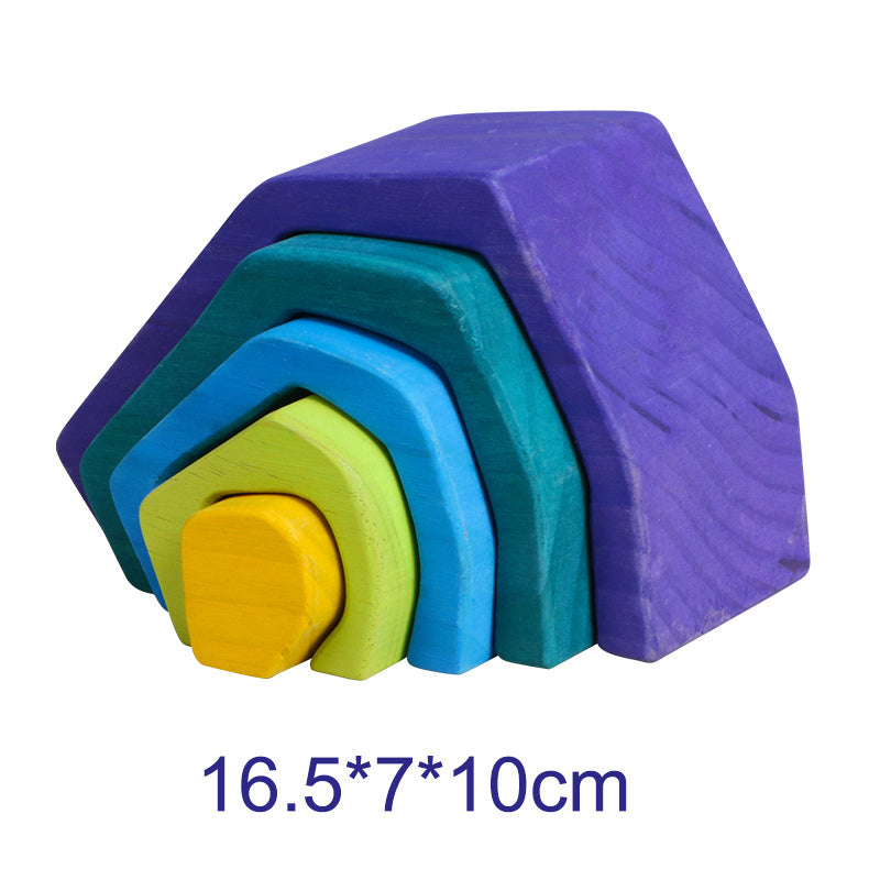 Solid wood build four elements forest coral educational toys