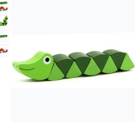 Montessori Educational Wooden Toys Colourful Caterpillars Developmental Blocks