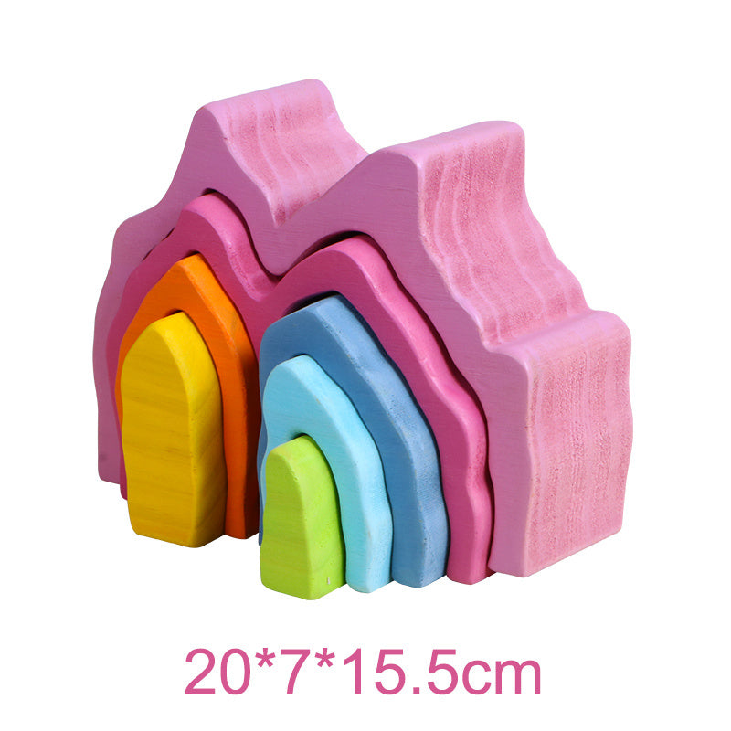Solid wood build four elements forest coral educational toys