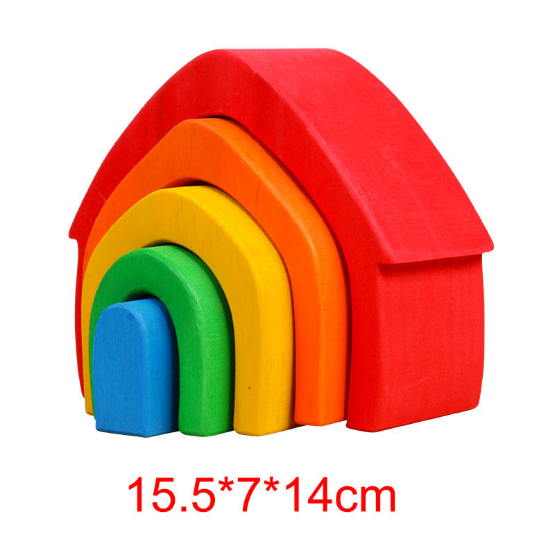 Solid wood build four elements forest coral educational toys