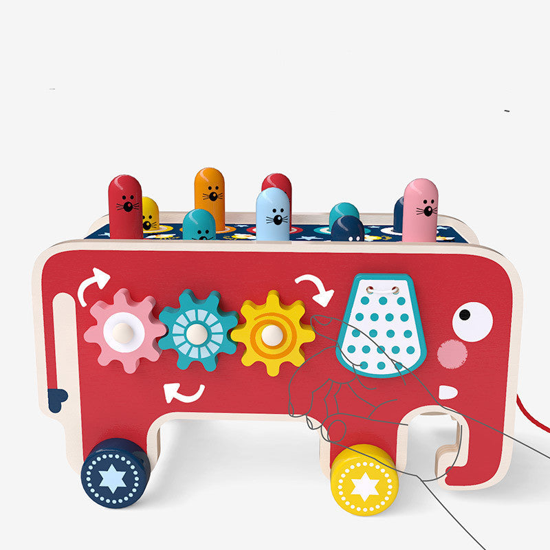 Montessori Kids Wooden Pounding Bench Animal Bus Toys Early Educational Set Gifts For Children