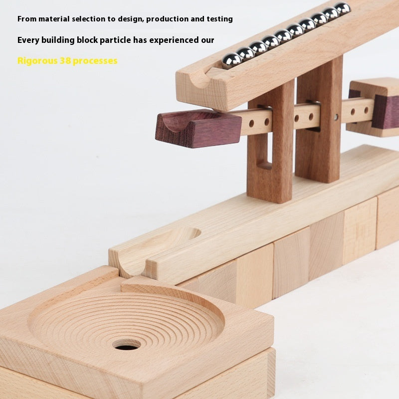 Track Race Marble Building Blocks Children's Solid Wood Early Childhood Education Assembling Toys