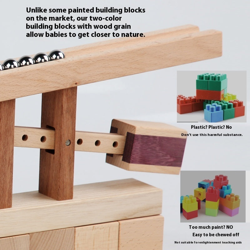 Track Race Marble Building Blocks Children's Solid Wood Early Childhood Education Assembling Toys