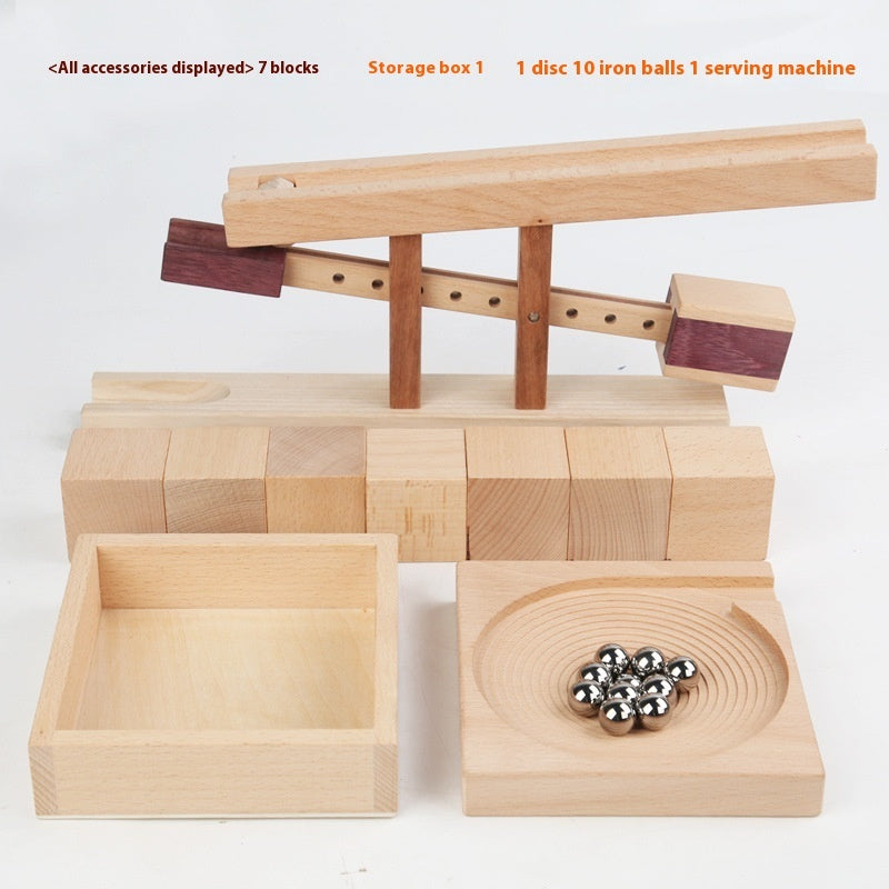 Track Race Marble Building Blocks Children's Solid Wood Early Childhood Education Assembling Toys