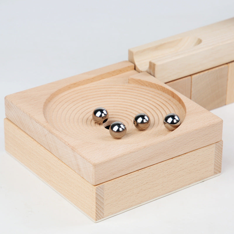 Track Race Marble Building Blocks Children's Solid Wood Early Childhood Education Assembling Toys